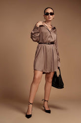 Satin Shirt Dress